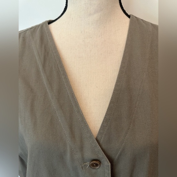 Elizabeth by Liz Claiborne 2 piece pant vest set Khaki Cotton SZ 18 - Picture 4 of 13